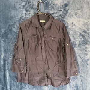 Martin + Osa LightWeight Breathable Black Button Down Shirt Womans Size 12‎